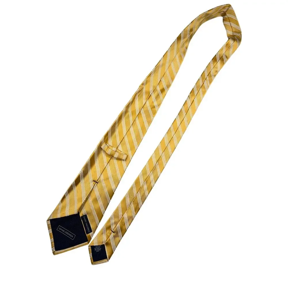 Daniel Cremieux Striped Necktie Gold White 100% Silk Classic Preppy